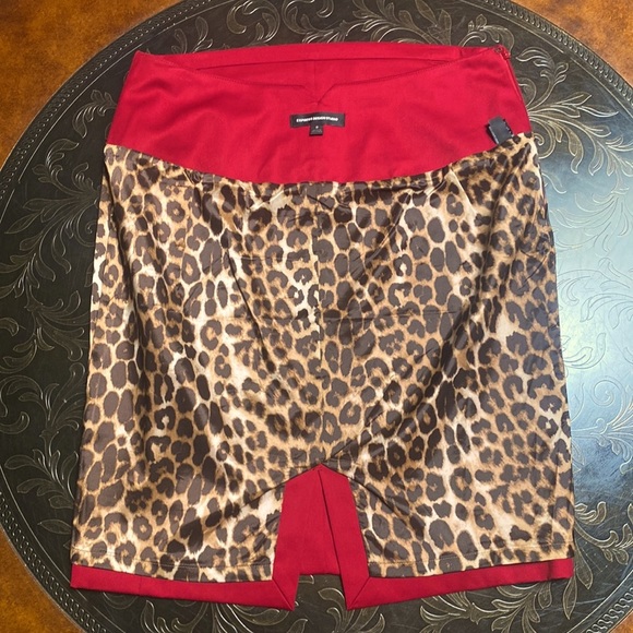 Express Studio Red Pencil w Leopard Lining Skirt Sz 8 - Picture 4 of 8